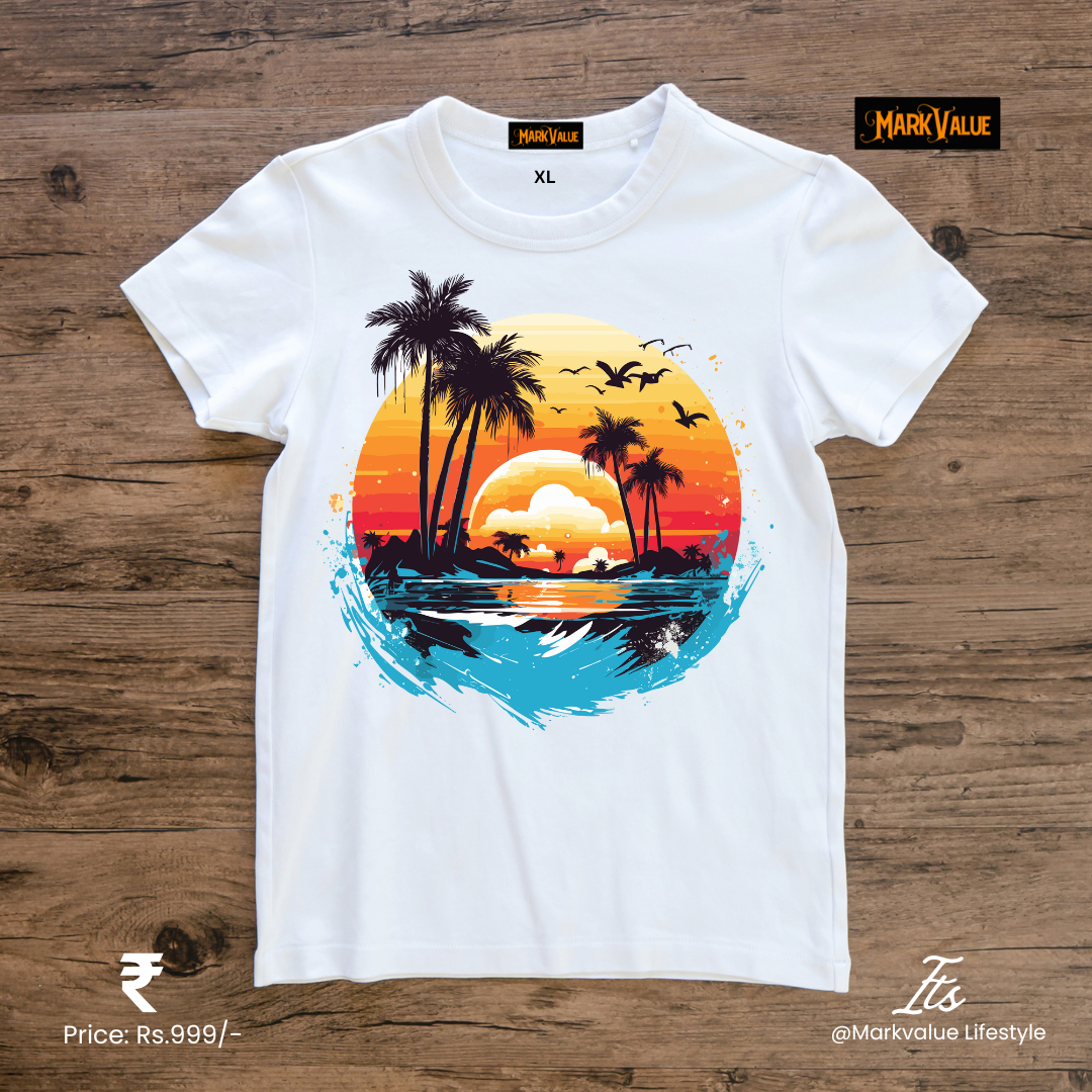 Sunset Beach T-Shirt – Tropical Island Aesthetic