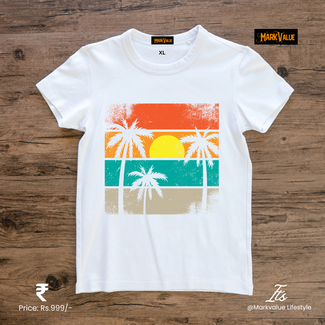 Vintage Palm Sunset T-Shirt | 180 GSM | 100% Cotton T-shirt