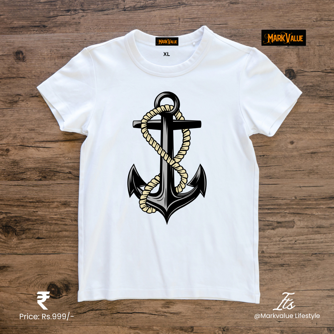 Vintage Anchor Rope T-Shirt | Nautical Marine Style | 100% Cotton T-shirt