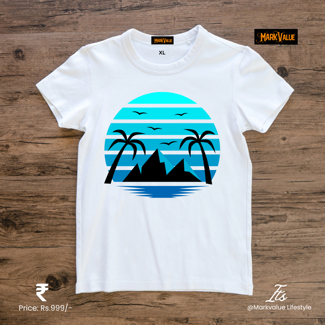 Beach Sunset Graphic T-Shirt – Tropical Island Design