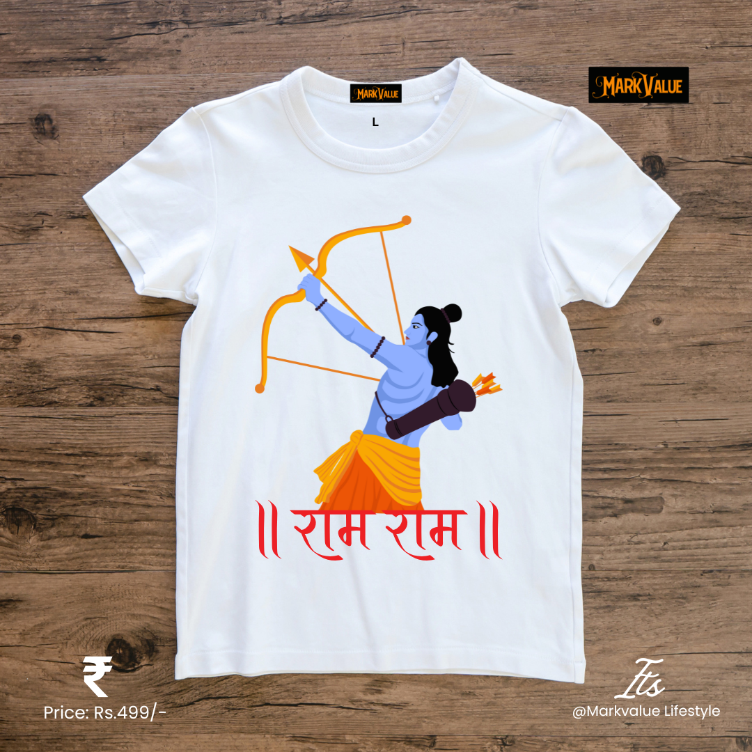 Lord Ram Warrior Pose T-Shirt – Spiritual Devotional Tee