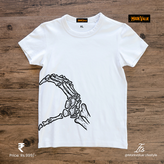 Skeleton Claw Side Print Vintage T-Shirt | 180 GSM | 100% Cotton T-shirt