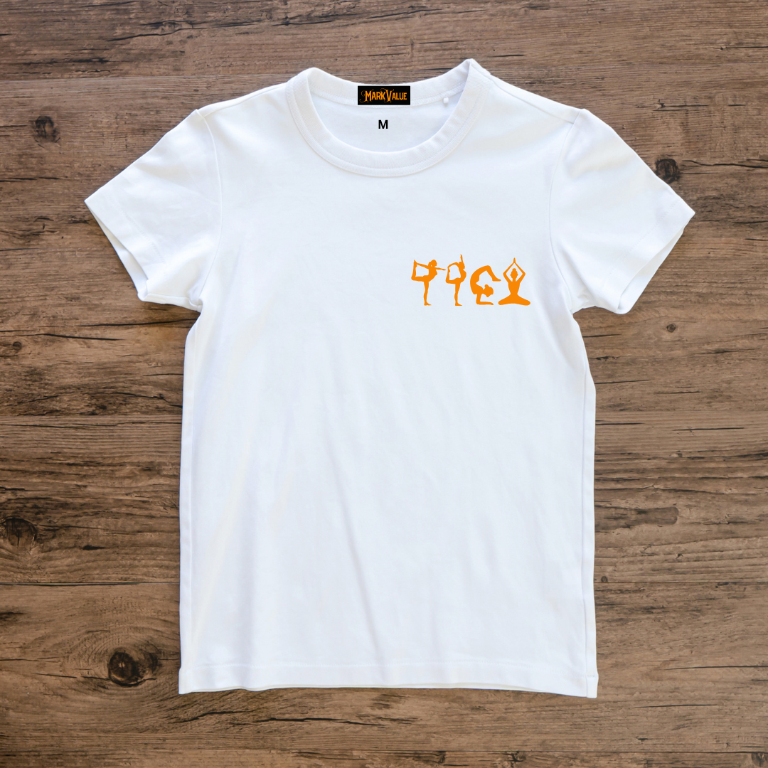Yoga Typography T-shirt | Artistic Yoga Pose Design | 100% Cotton | Markvalue