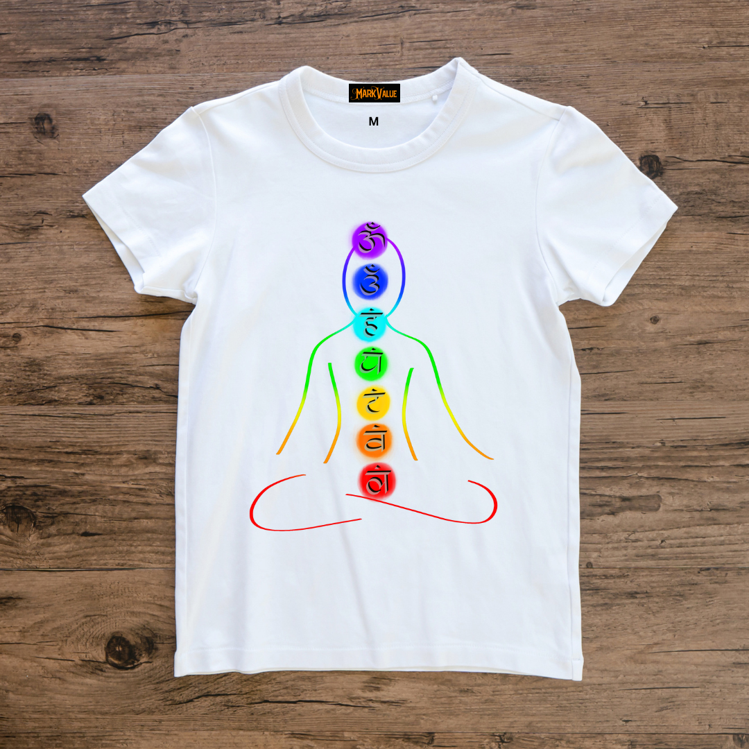 7 Chakra Energy T-Shirt | 180 GSM Cotton | Spiritual Healing Tee | Markvalue
